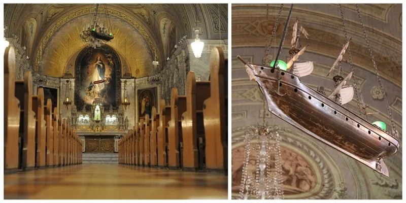 Ship models in Notre-Dame-de-Bon-Secours Chapel