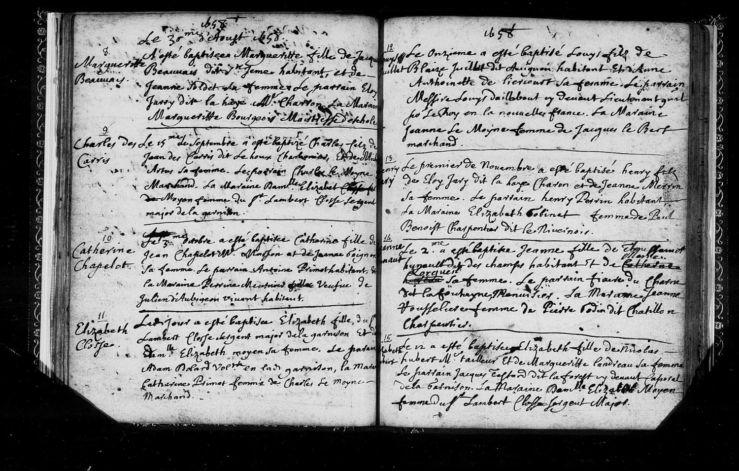 Jeanne Hunault baptism, 1658