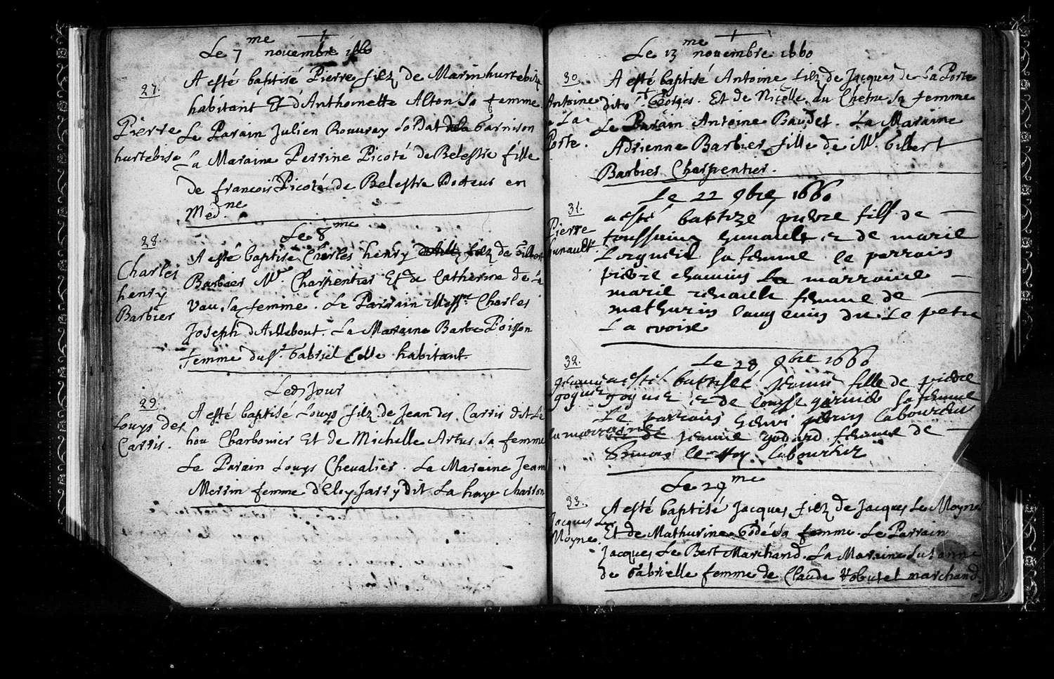 Pierre Hunault baptism, 1660