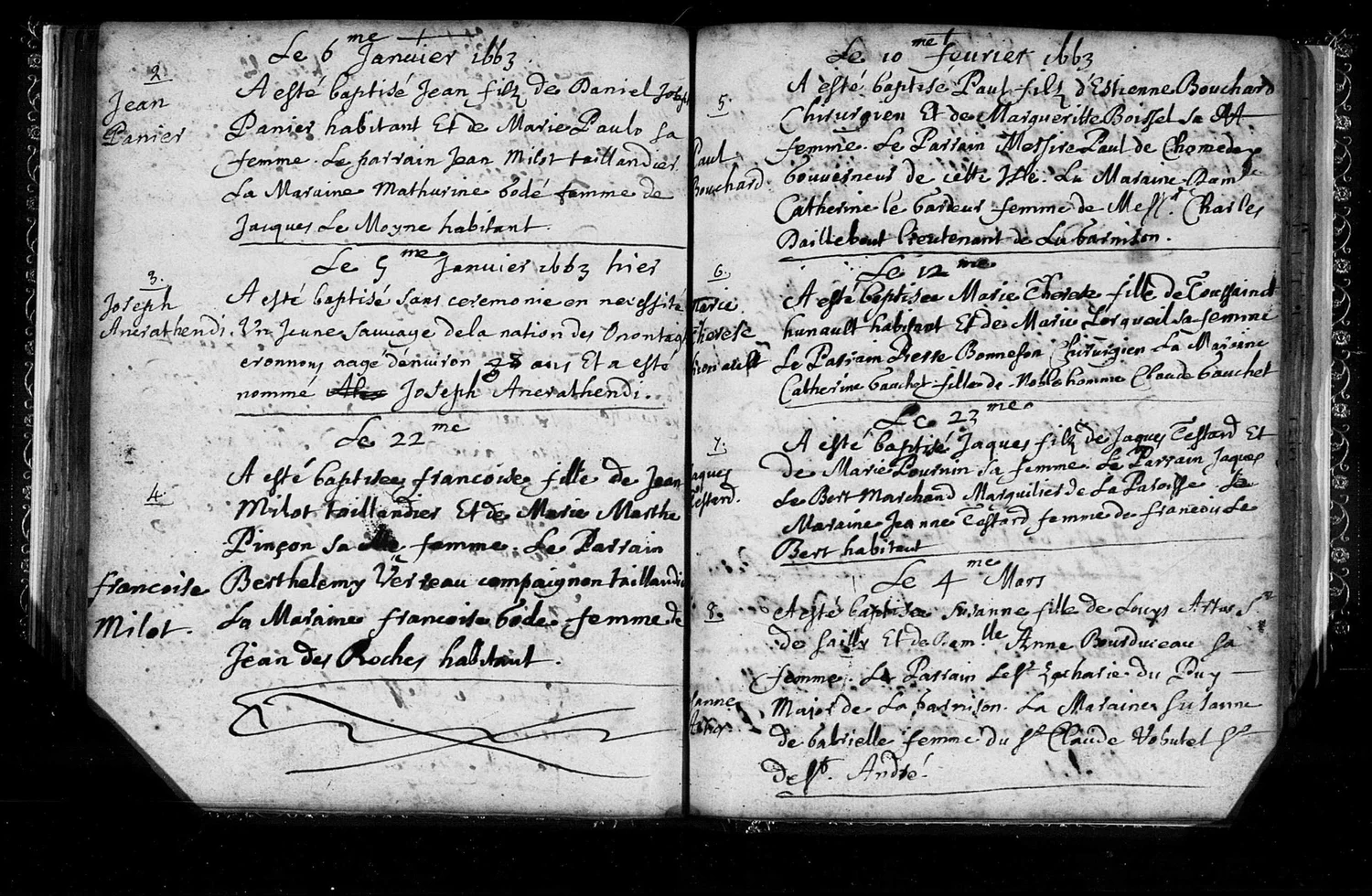 Marie-Thérèse Hunault baptism, 1663