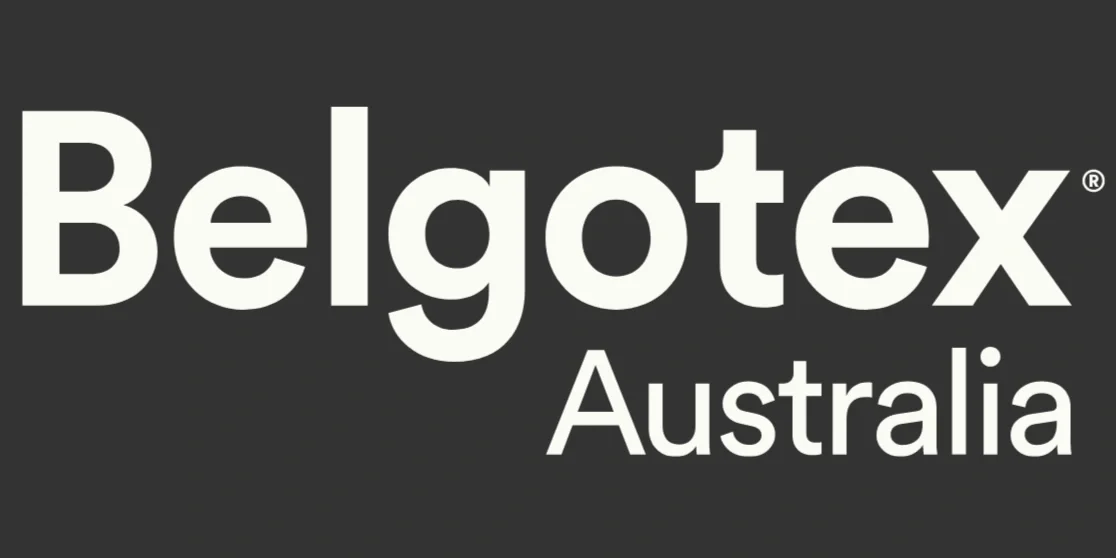 Black background with white text that reads "Belgotex Australia" in large font.