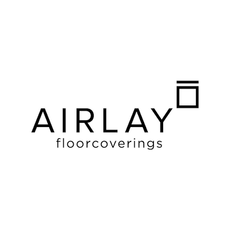Logo for AIRLAY floor coverings with a simple design and a square symbol.