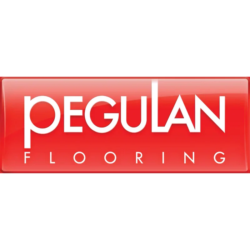 Logo of Pegulan Flooring with red background and white text.