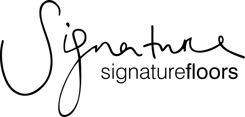 Logo with the word 'Signature' in cursive and 'signaturefloors' in lowercase, with 'floors' in bold.