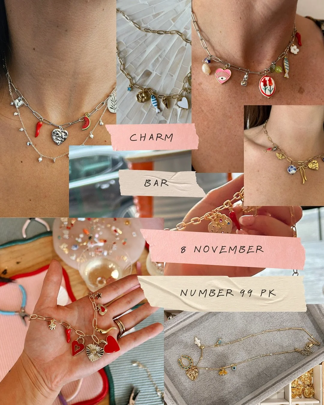 Next charm bar is happening in 2 weeks before we bring you some pretty exciting news 🤫

Send it in the group chat and come along to make some sexy custom charm jewellery - 

Necklaces, bracelets and earrings ❤️&zwj;🔥 

8 November 2025 
11am - 2pm 
