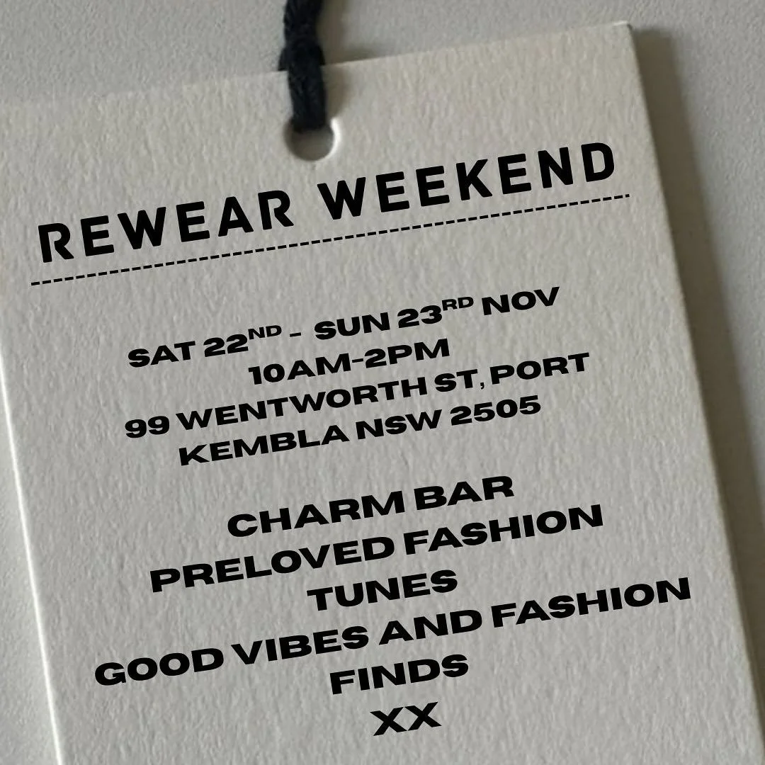 Rewear Weekend! ❤️&zwj;🔥 

Coming in hot!!! 

22nd - 23rd November 🔥🔥
10am to 2pm, both days. 

✨ Sick tunes. 
✨ Good fashion. 
✨ Big vibes 

@number99pk 
99 Wentworth Street, Port Kembla 2505 NSW. 
 
See you next weekend ❤️&zwj;🔥