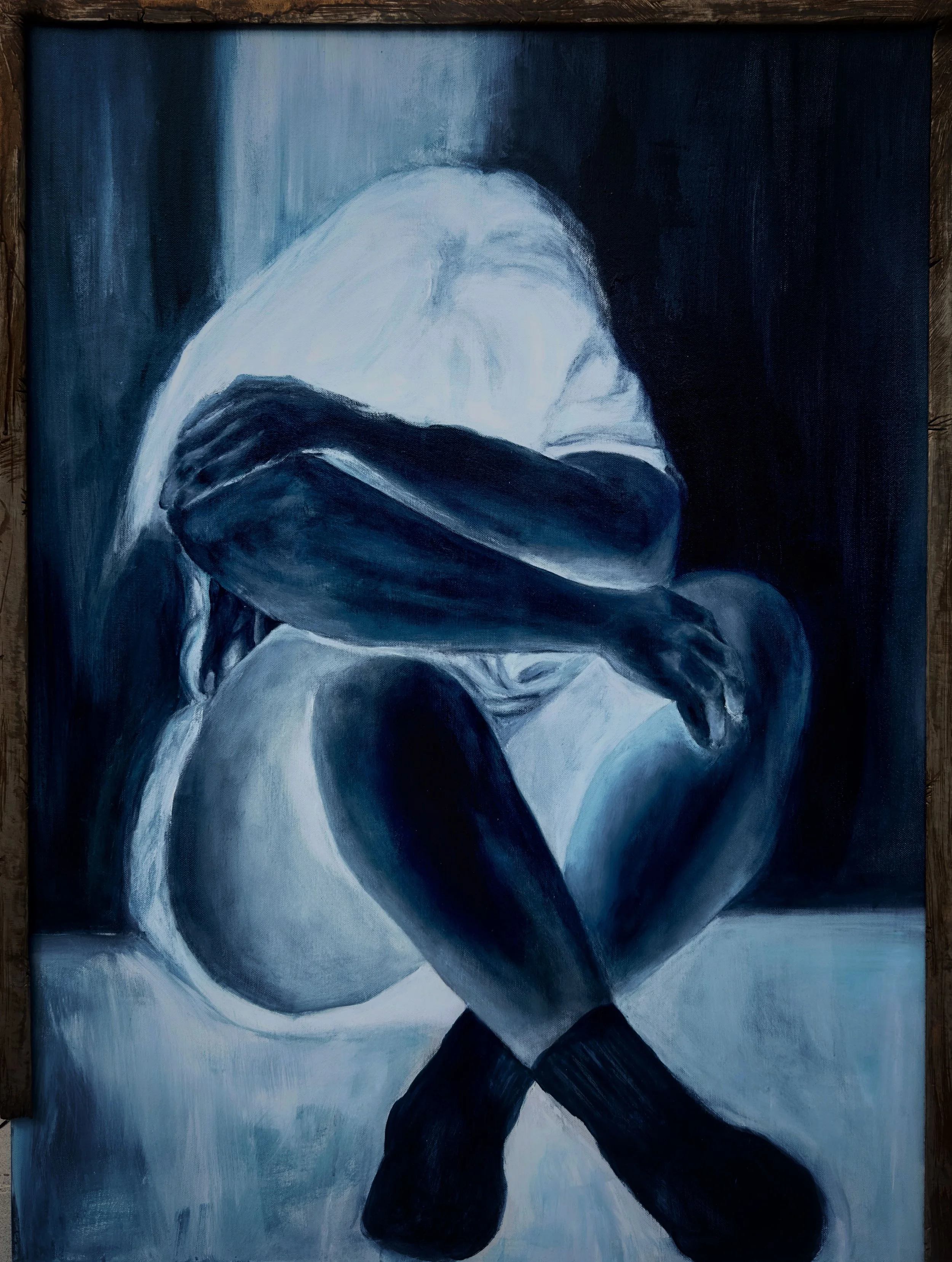 Un-Radiographic, Acrylic on on canvas and metal, 30" x 40", 2025