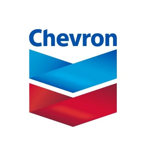 Chevron logo with blue and red chevron shapes and the word "Chevron" in blue text above.