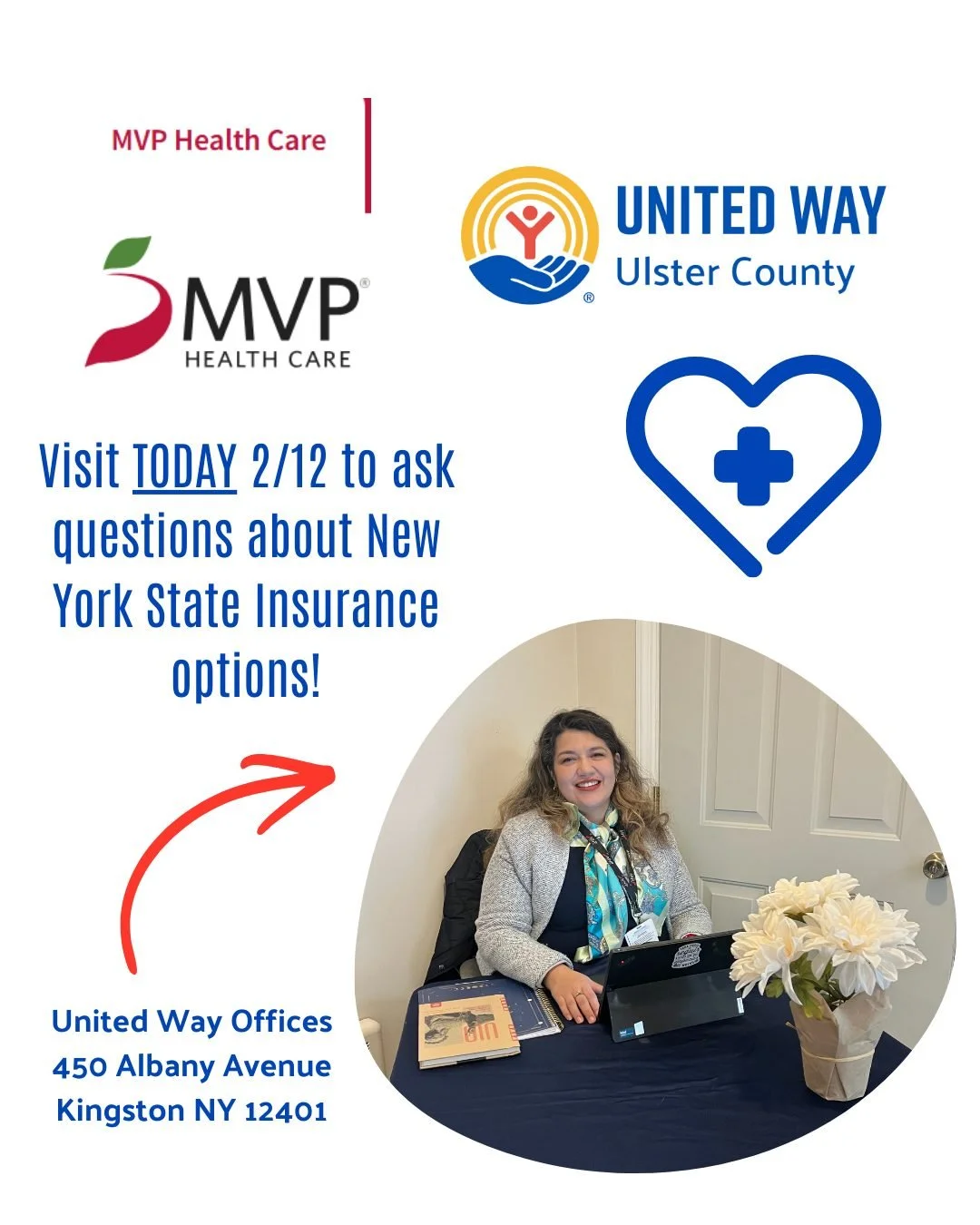 📢 Have questions about health insurance? We can help! TODAY! Just stop by!

We&rsquo;re excited to welcome MVP Health Care to share information about health insurance options, including coverage available through the NY State of Health Marketplace.
