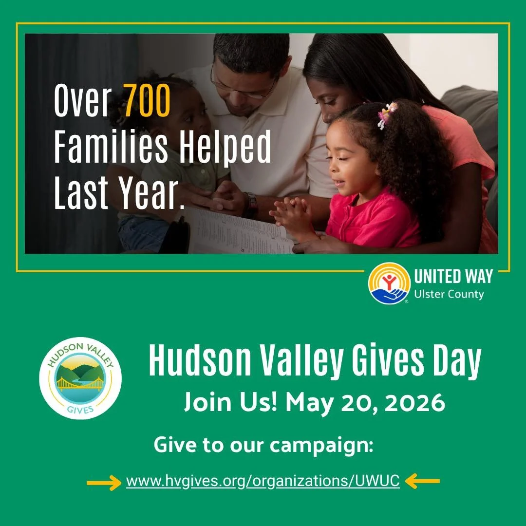 Today only. 24 hours. Real impact.

Ulster County&rsquo;s homelessness rate is the highest in the Mid-Hudson Valley. Emergency housing costs have ballooned 248% since 2020. United Way of Ulster County helps catch families before they fall.

Every dol