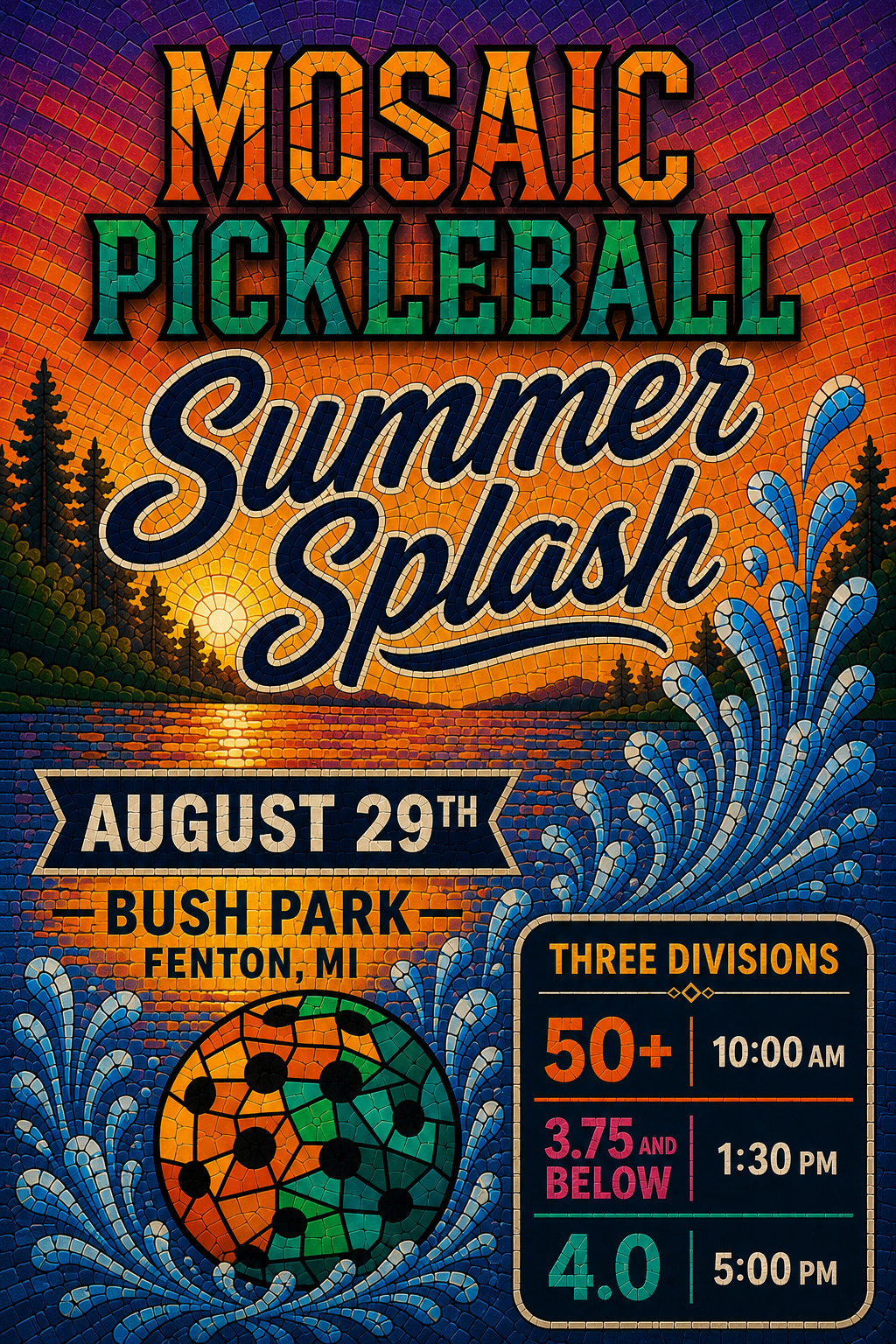 Mosaic Pickleball Presents... Summer Splash 3.75 & Below Tournament