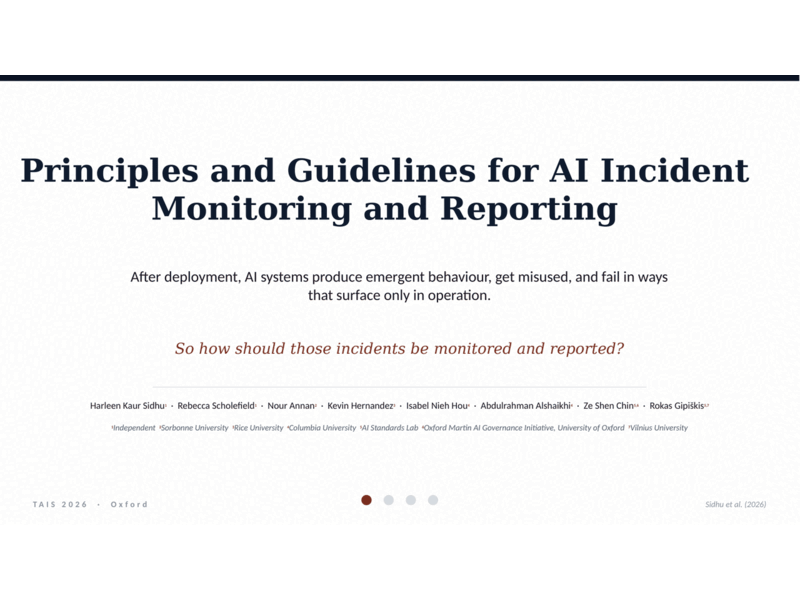 Sidhu at al: Principles and Guidelines for AI Incident Monitoring and Reporting