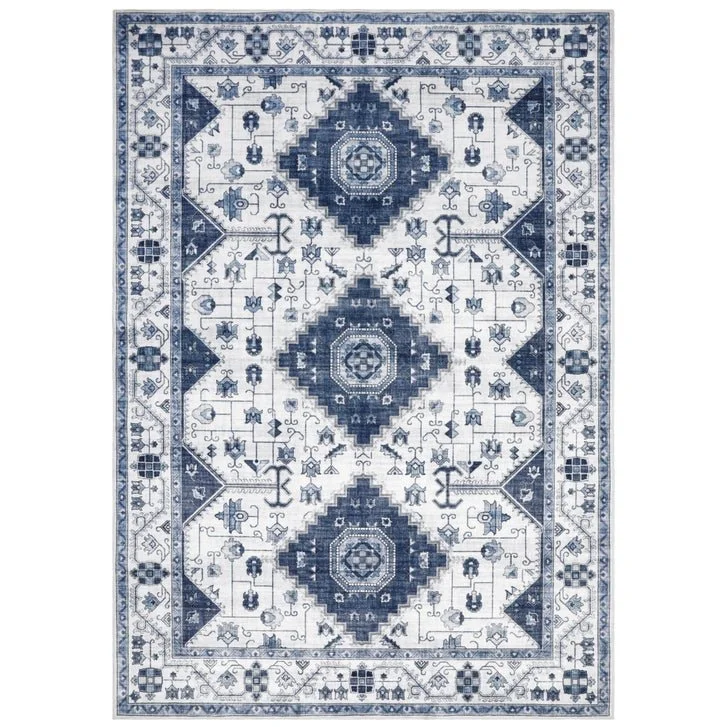 Wyatt & Ash Washable Indoor Area Rug, Cyrus Blue 7'10" x 10'
