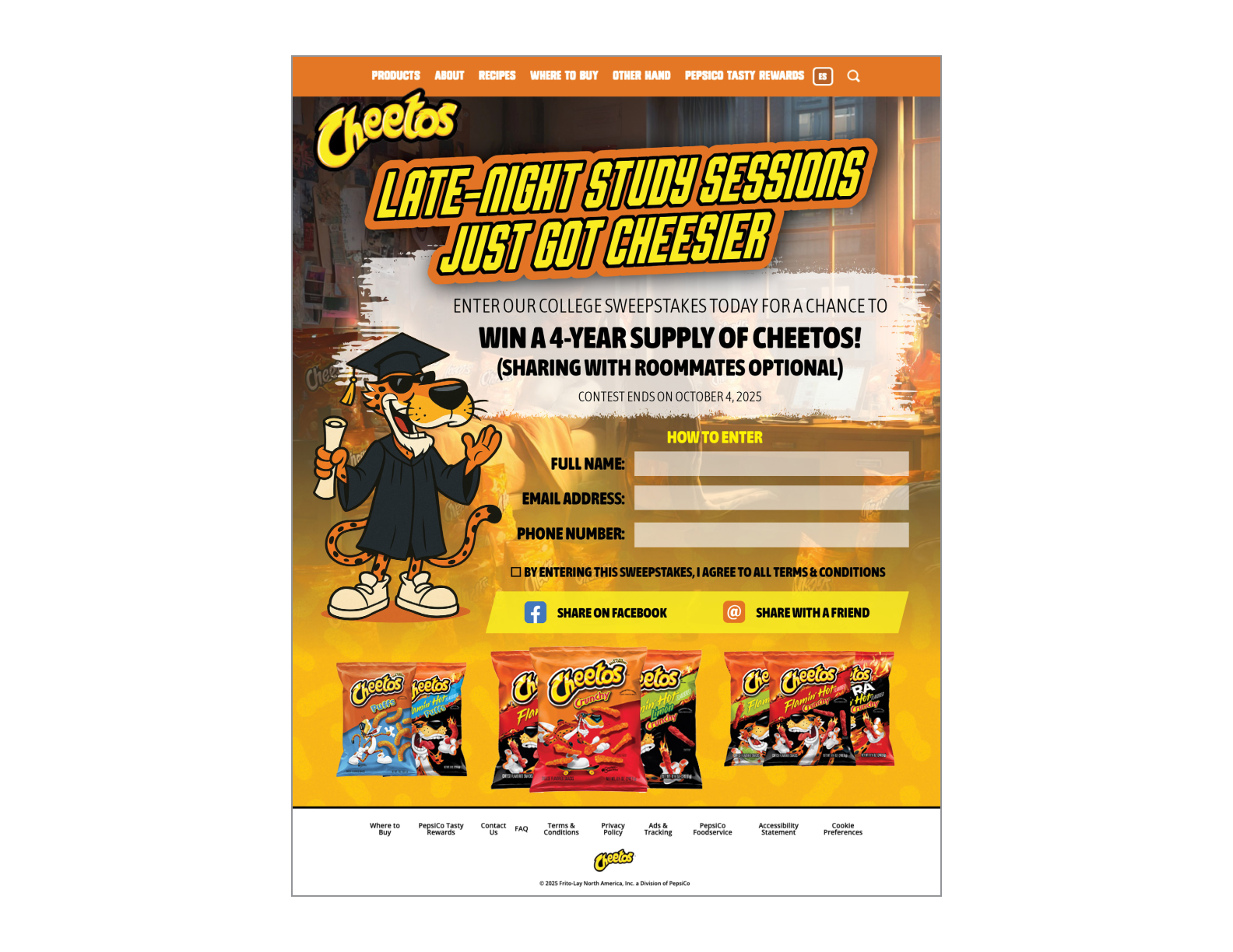 Cheetos Sweepstakes Landing Page (Spec)