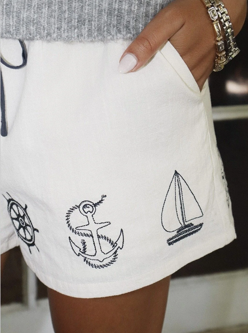 Nautical Embroidered Shorts