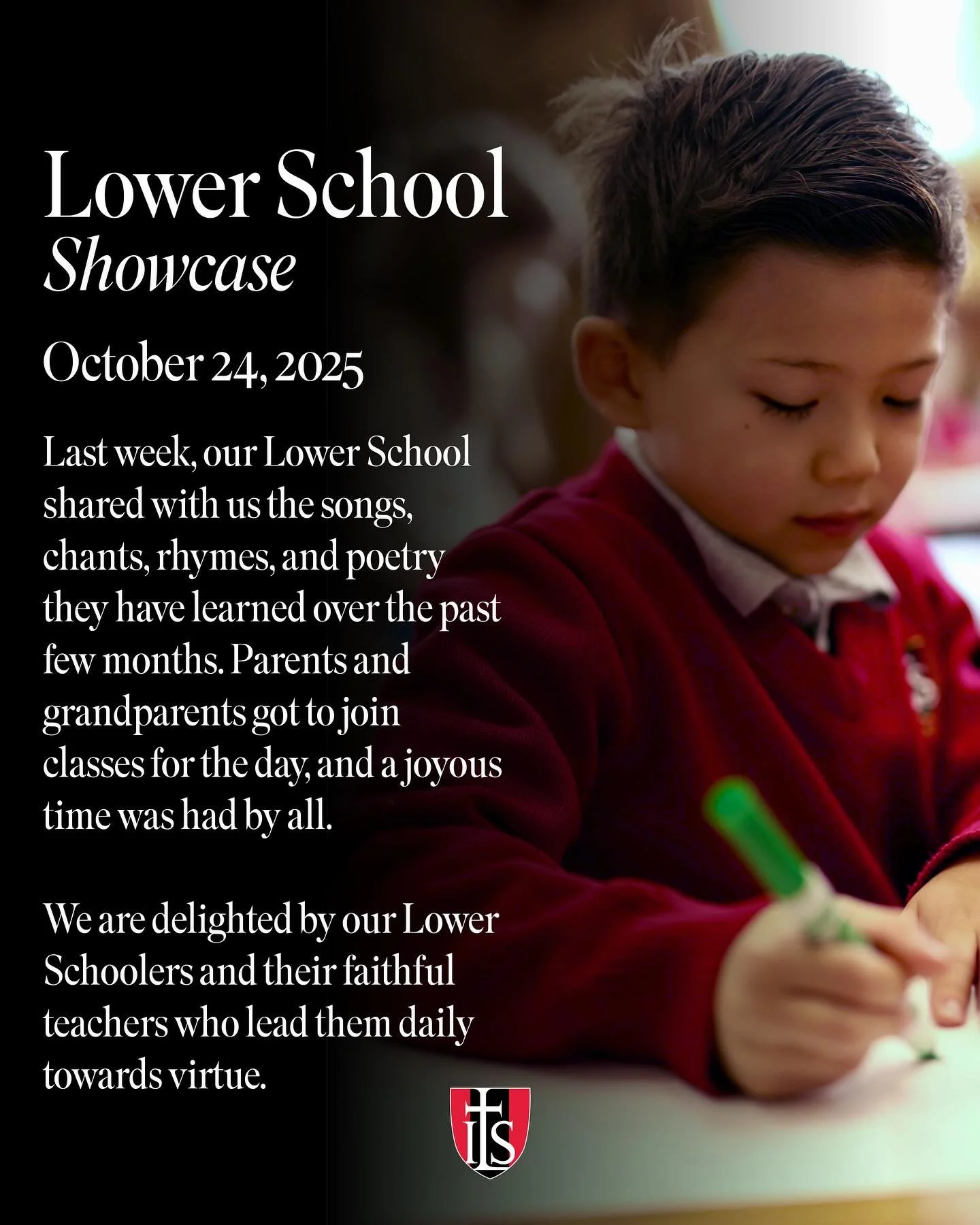 Our students have much to show for the short time they have been in school this year! Last Friday morning, the Lower School students shared their growing ability in public speaking, musical performance, and memory work from Junior Kindergarten reciti