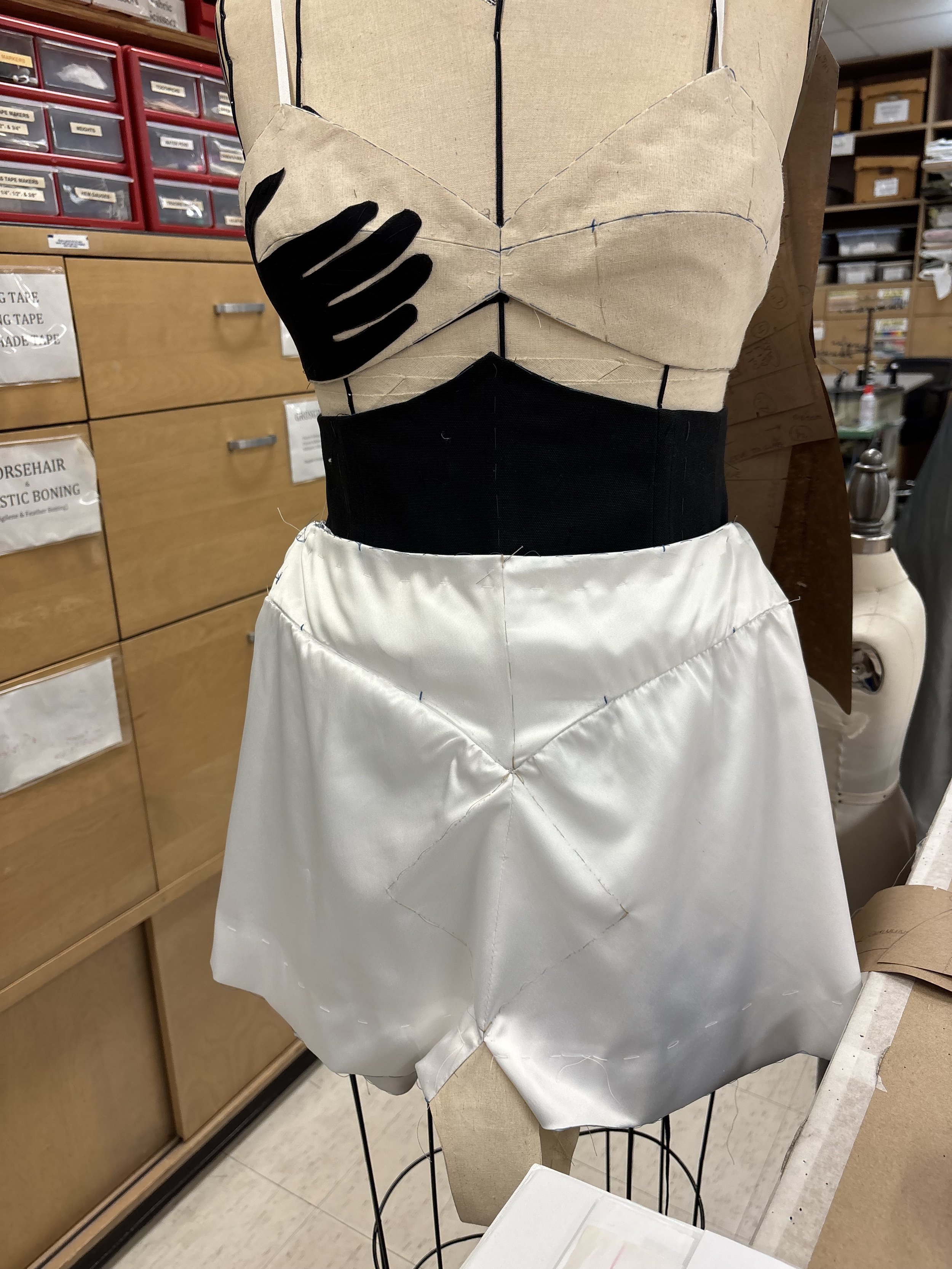 Base look, prepped for first fitting.