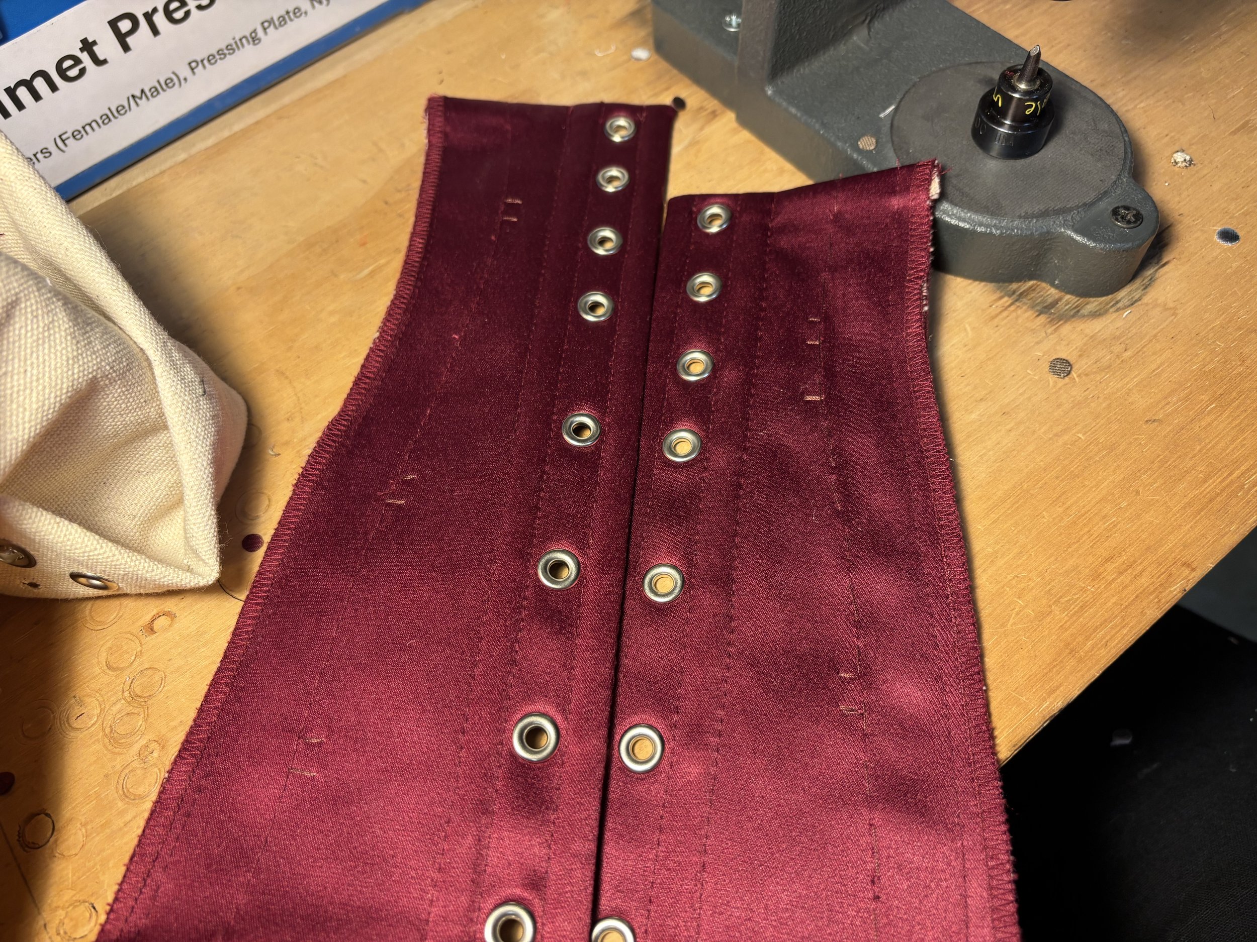 Detail shot of the lacing strip for Sally's corset