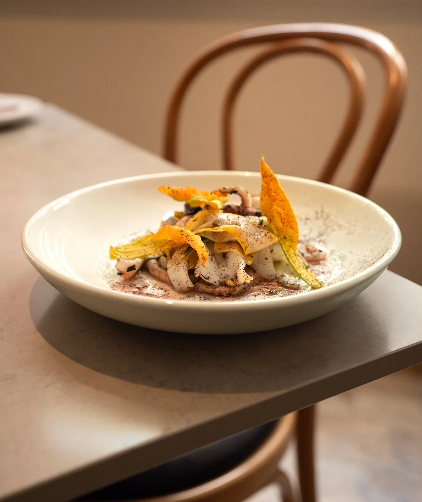 Corner Inlet calamari, salted zucchini, pepperberry