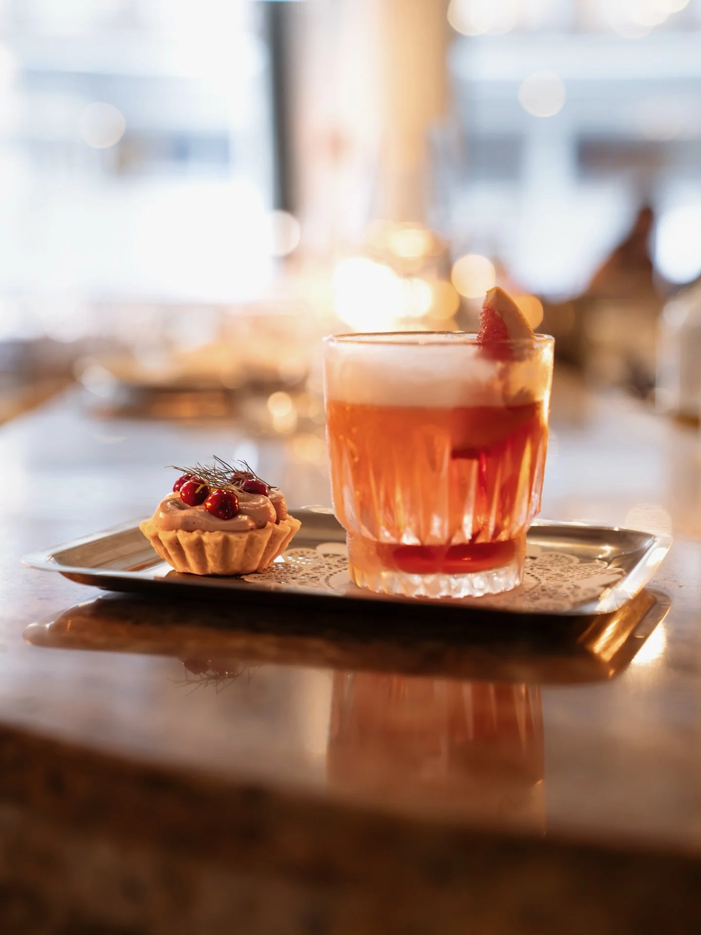 Pit Stop Priv&egrave;.

Duck liver parfait set in spiced shortcrust, roasted beetroot beneath, blood plum over, and a kumquat &amp; moscato negroni to pair.

$27, this week only.