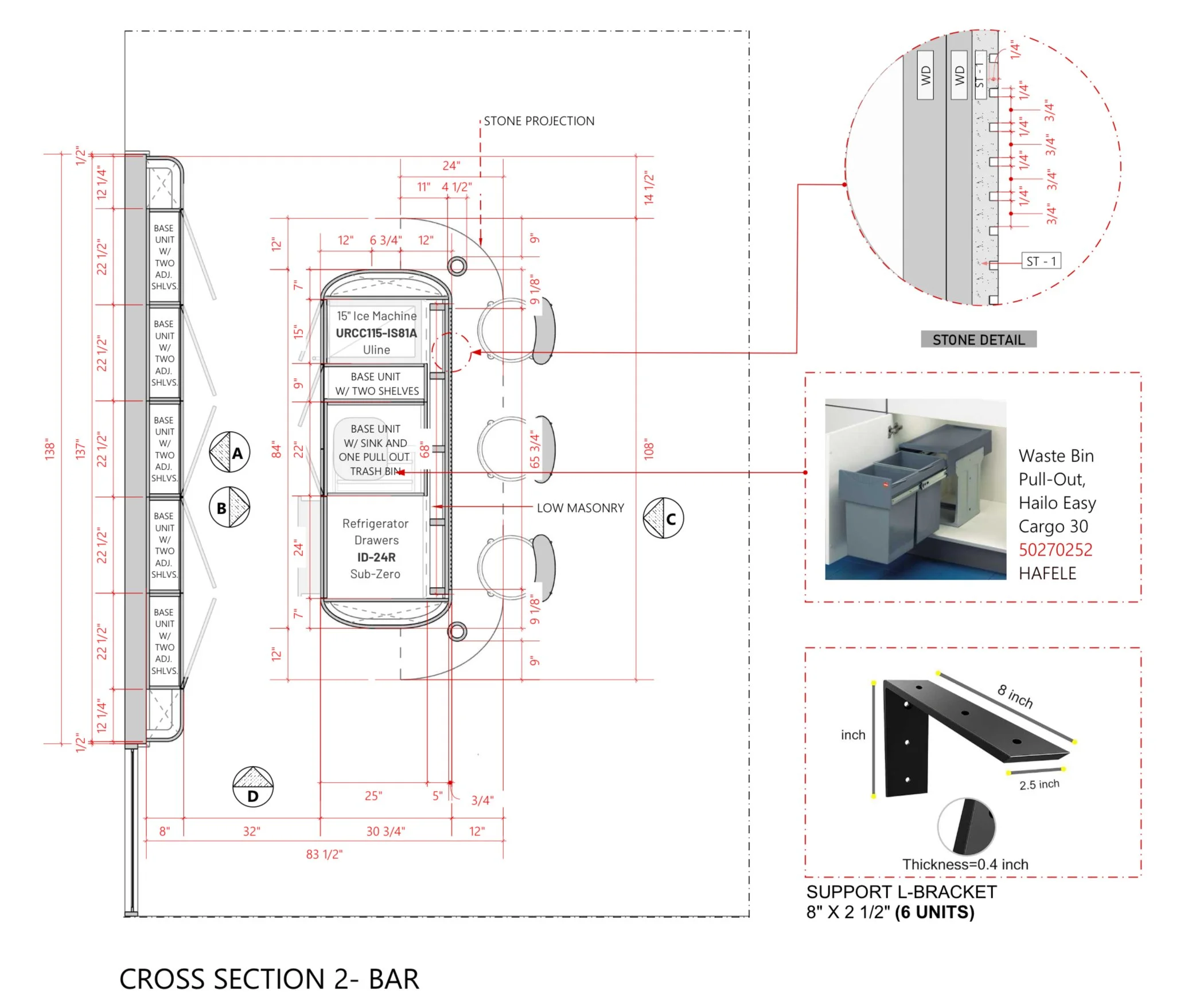 Dimensioned plan / details