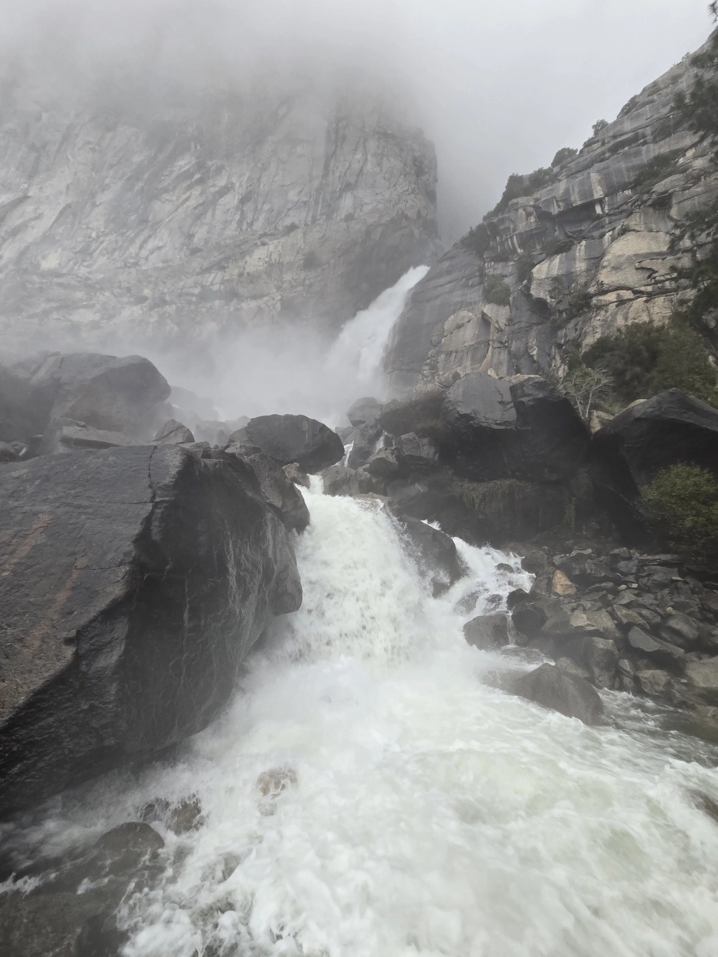 Wapama Falls on a drizzly day