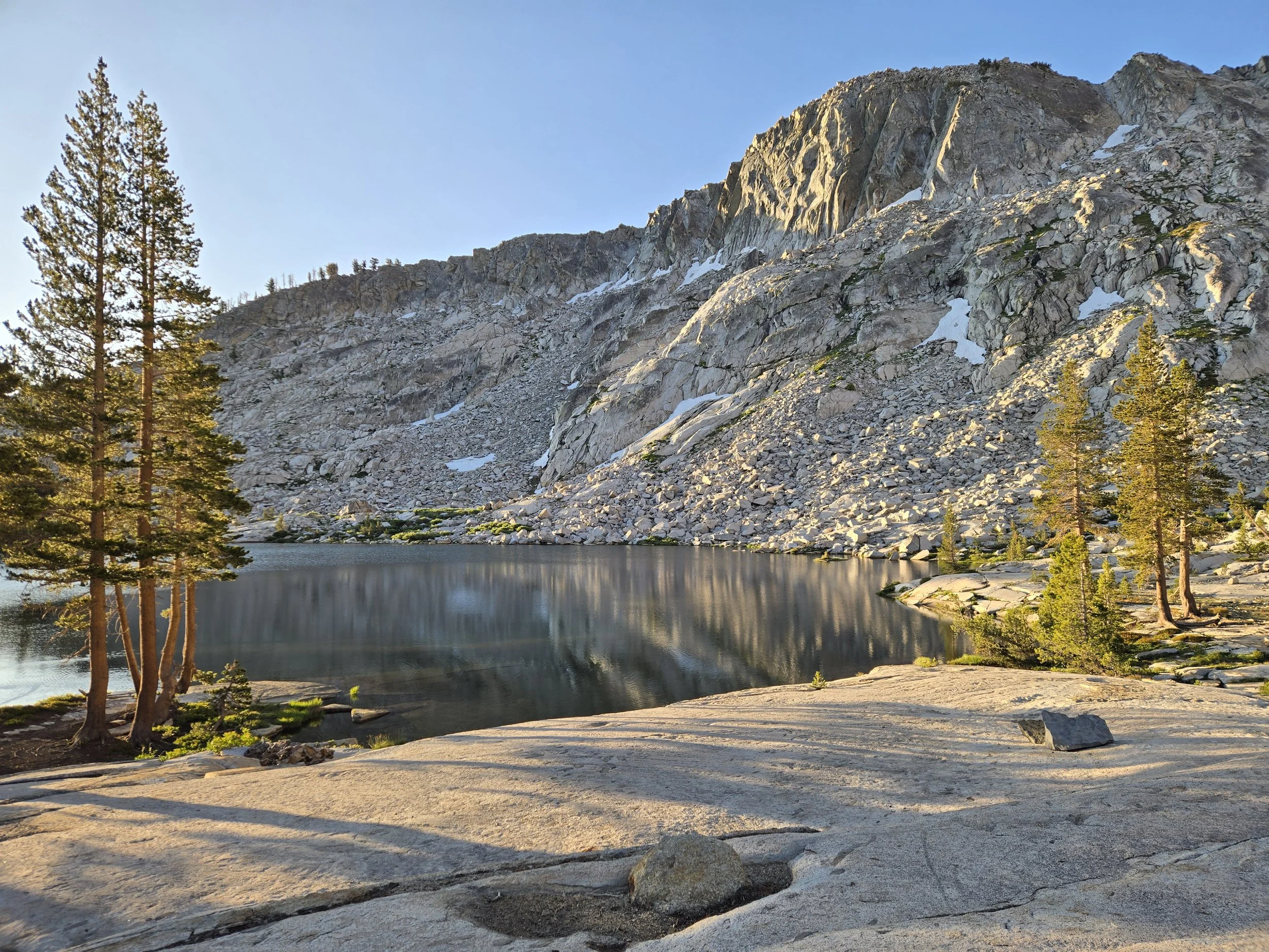 Alpine lake in the Ansel Adams Wilderness doing Yoga