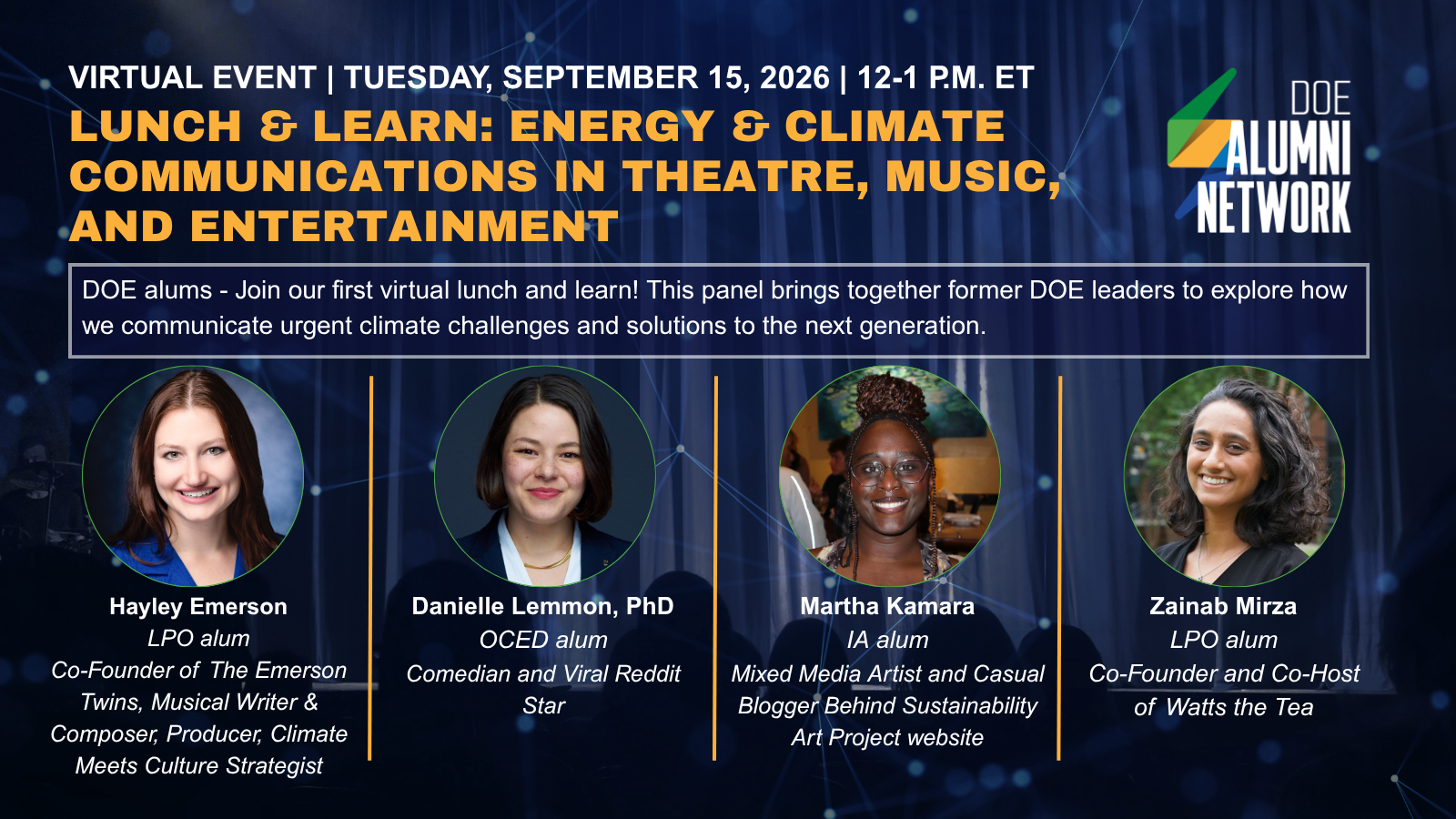 Lunch & Learn: Energy & Climate Communications in Theatre, Music, and Entertainment