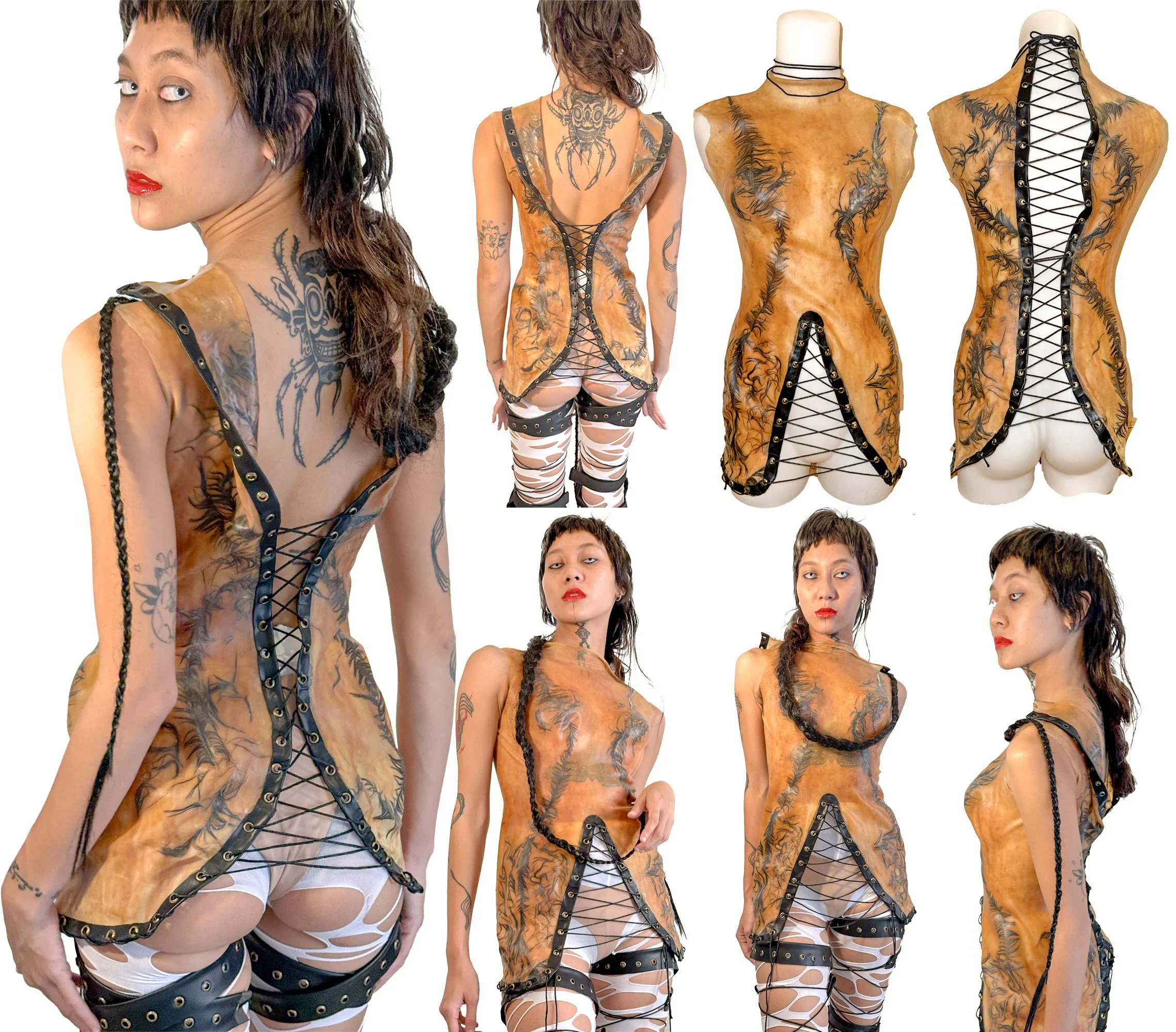 INTERLACED FEATHER LATEX DRESS