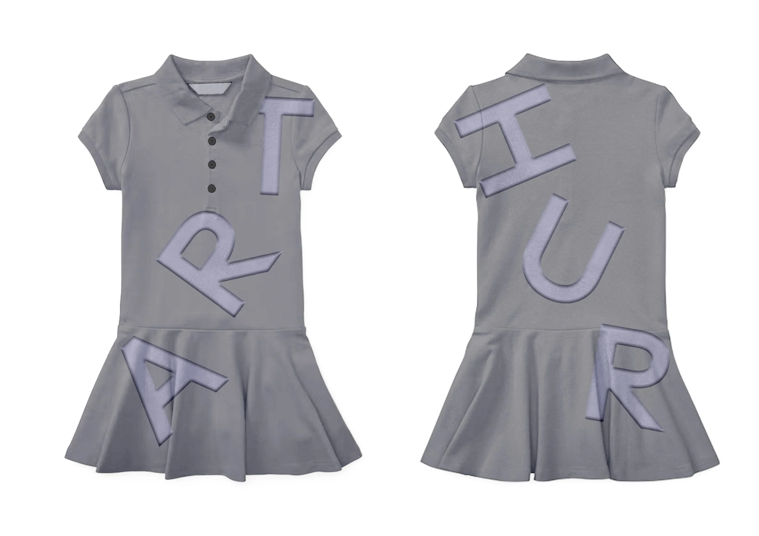 Arthur Apparel Polo Dress with arthur sign, front and back