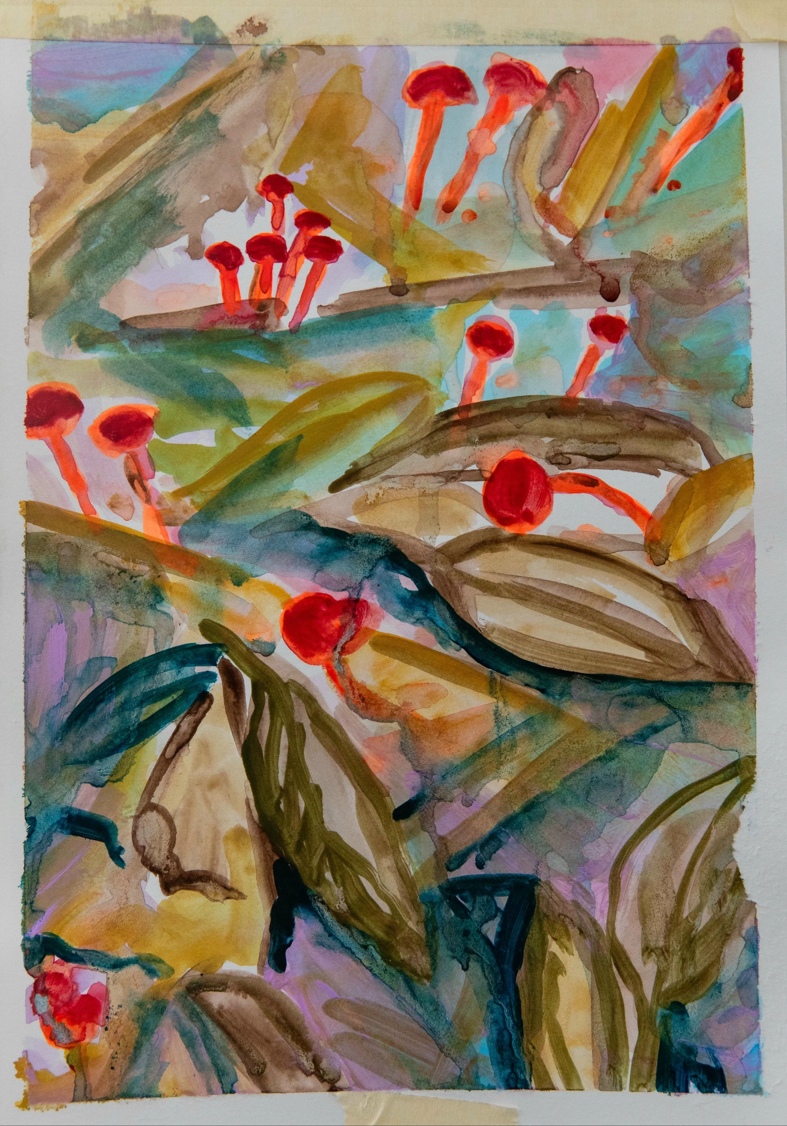 'Untitled I', watercolour, guache and acrylic, 2026