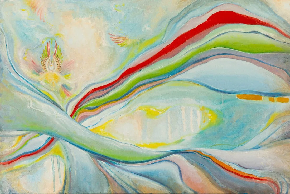 'Everything Is Alright (Esoteric Funnel)', oil and satin varnish on canvas, 76.5 x 51 x 4cm, 2025