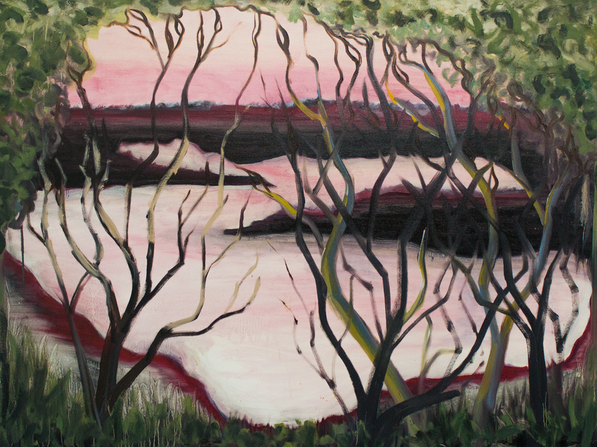 'Pink and Green, Middle Head', oil on canvas, dimensions unknown x 4 cm, 2022
