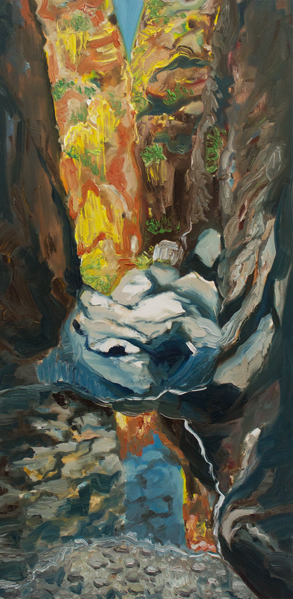 'Standley Chasm, Larapinta', oil on canvas, 92 x 46 x 4 cm, 2022