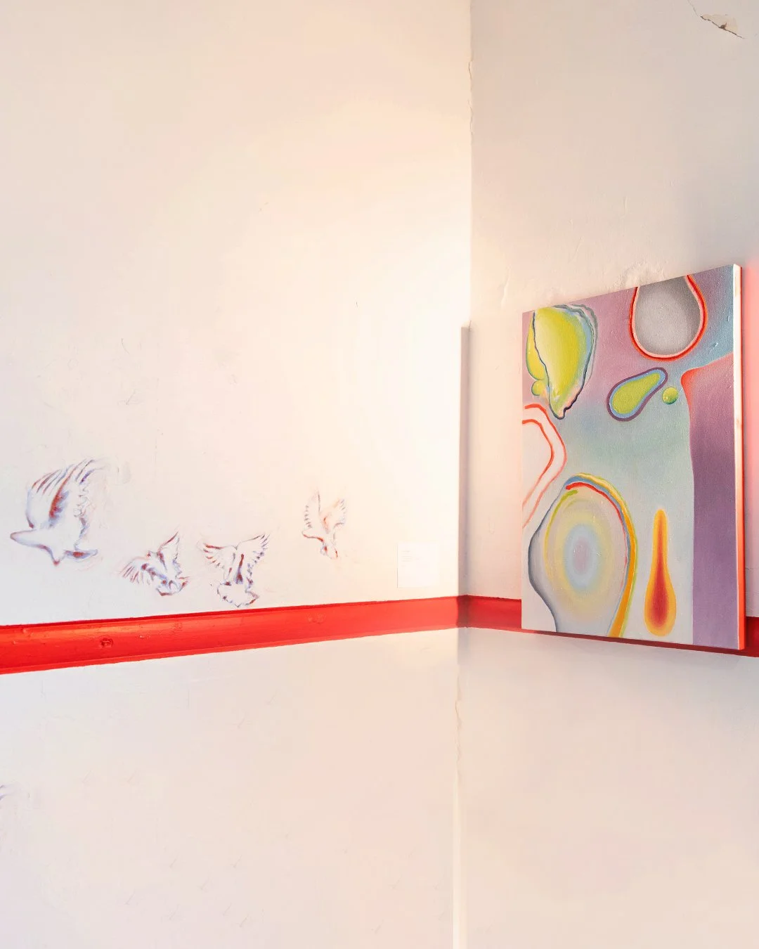 'Birds In Flight Mural', acrylic and house paint on wall, Lennox St Art Studios, 2025