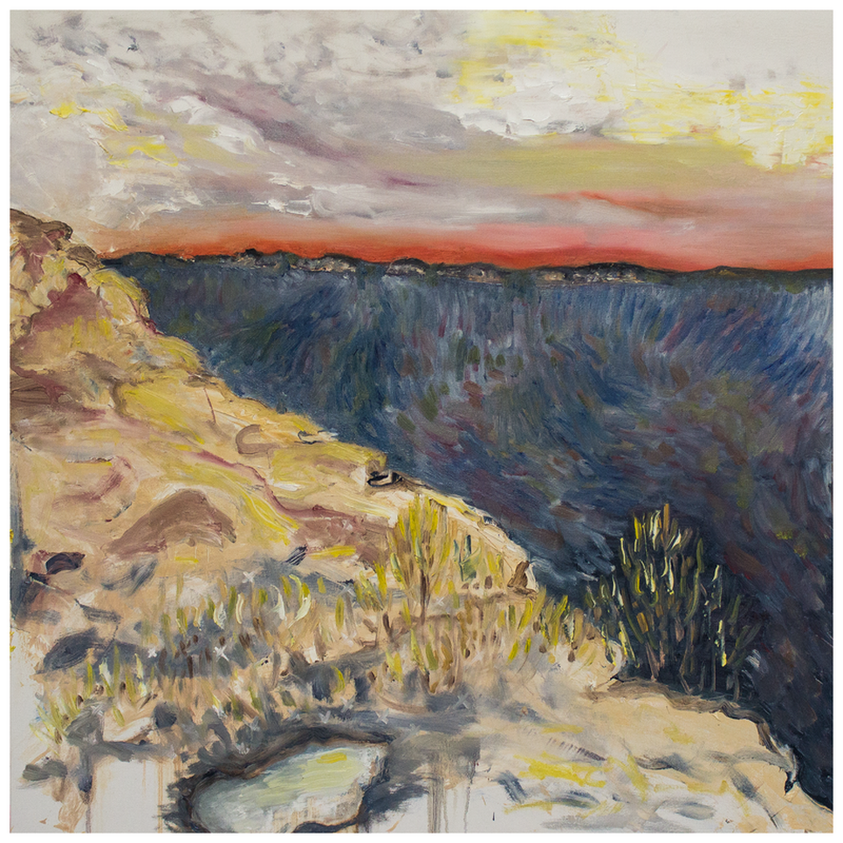 'Flat Rock, Wentworth Falls', oil on canvas, 101.6 x 101.6 x 4 cm, 2022