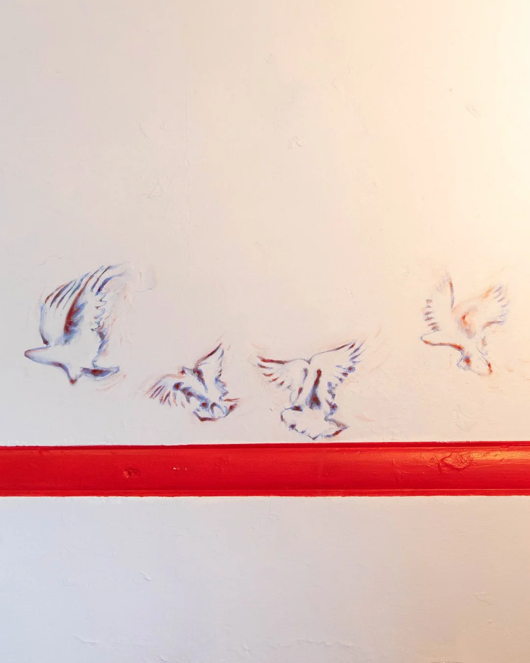 'Birds In Flight Mural', acrylic and house paint on wall, Lennox St Art Studios, 2025