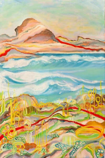 'Six Days at the Bottom of the Ocean (and washed up somewhere strange)', oil and satin varnish on canvas, 76.5 x 51 x 4cm, 2025
