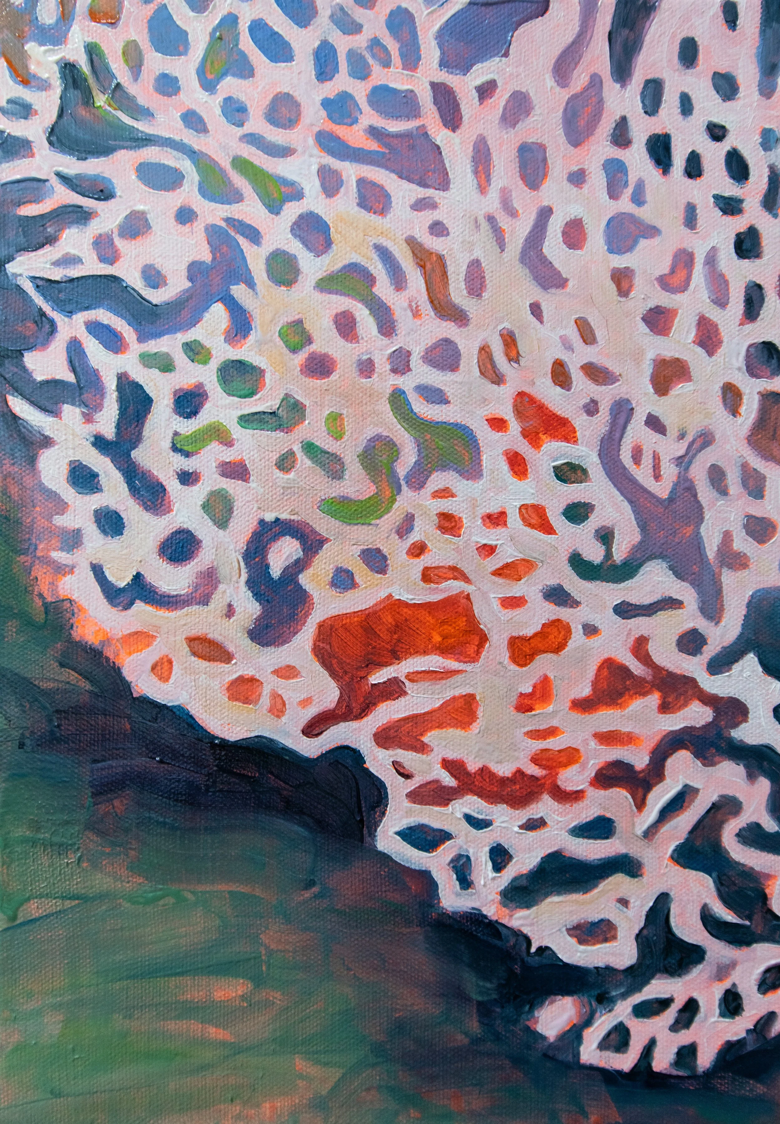 'Coral Detail', acrylic and oil on canvas, 2026
