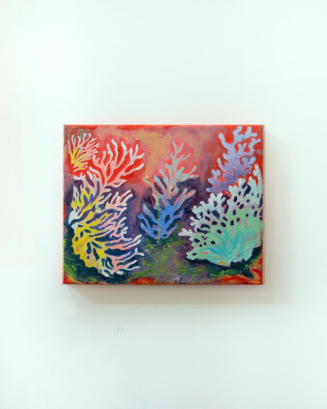 'Coral and Anemone', oil on canvas, 20 x 25 x 2cm, 2026
