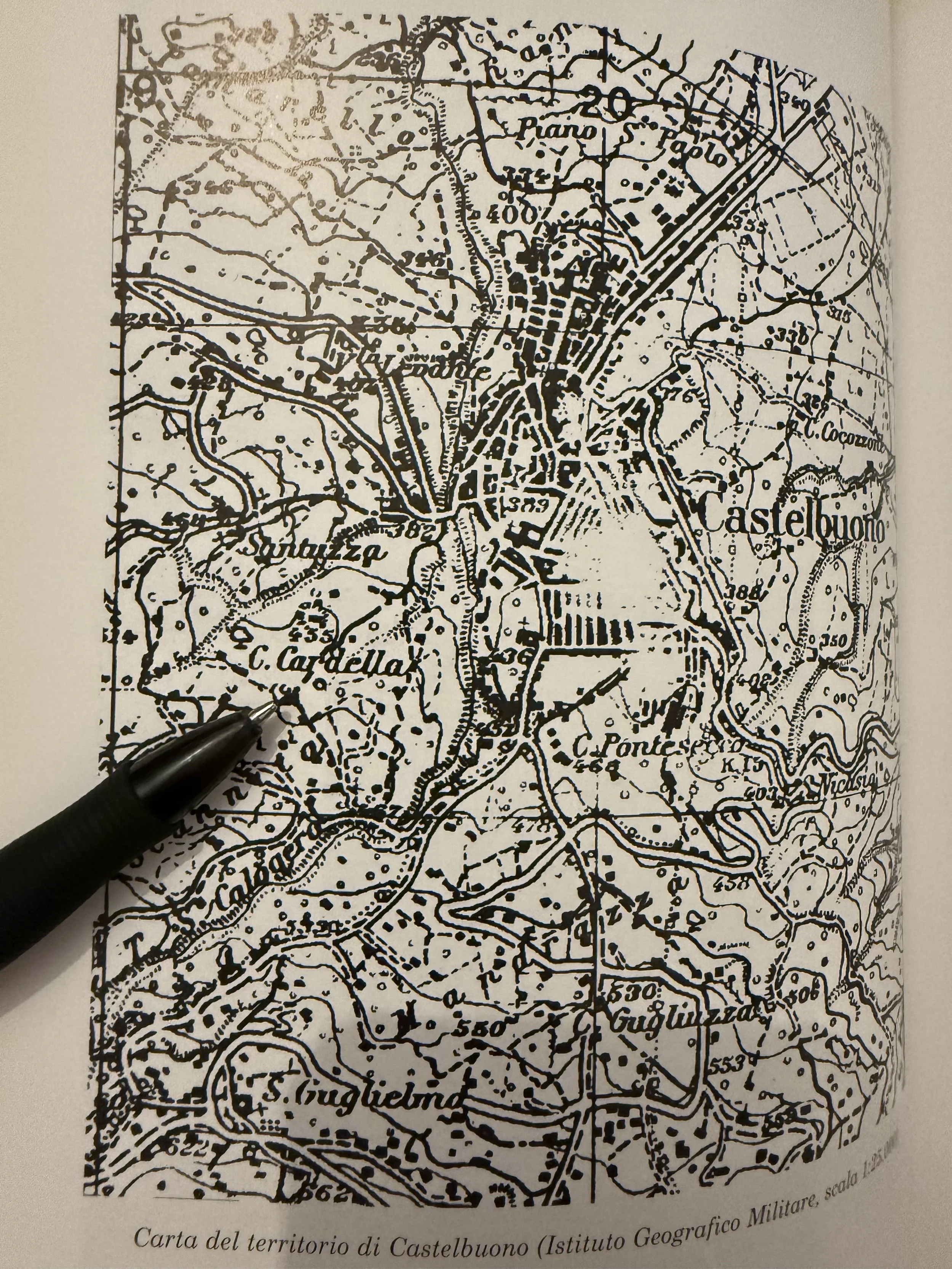 Historic map Castelbuono Sicily showing Cardella contrada