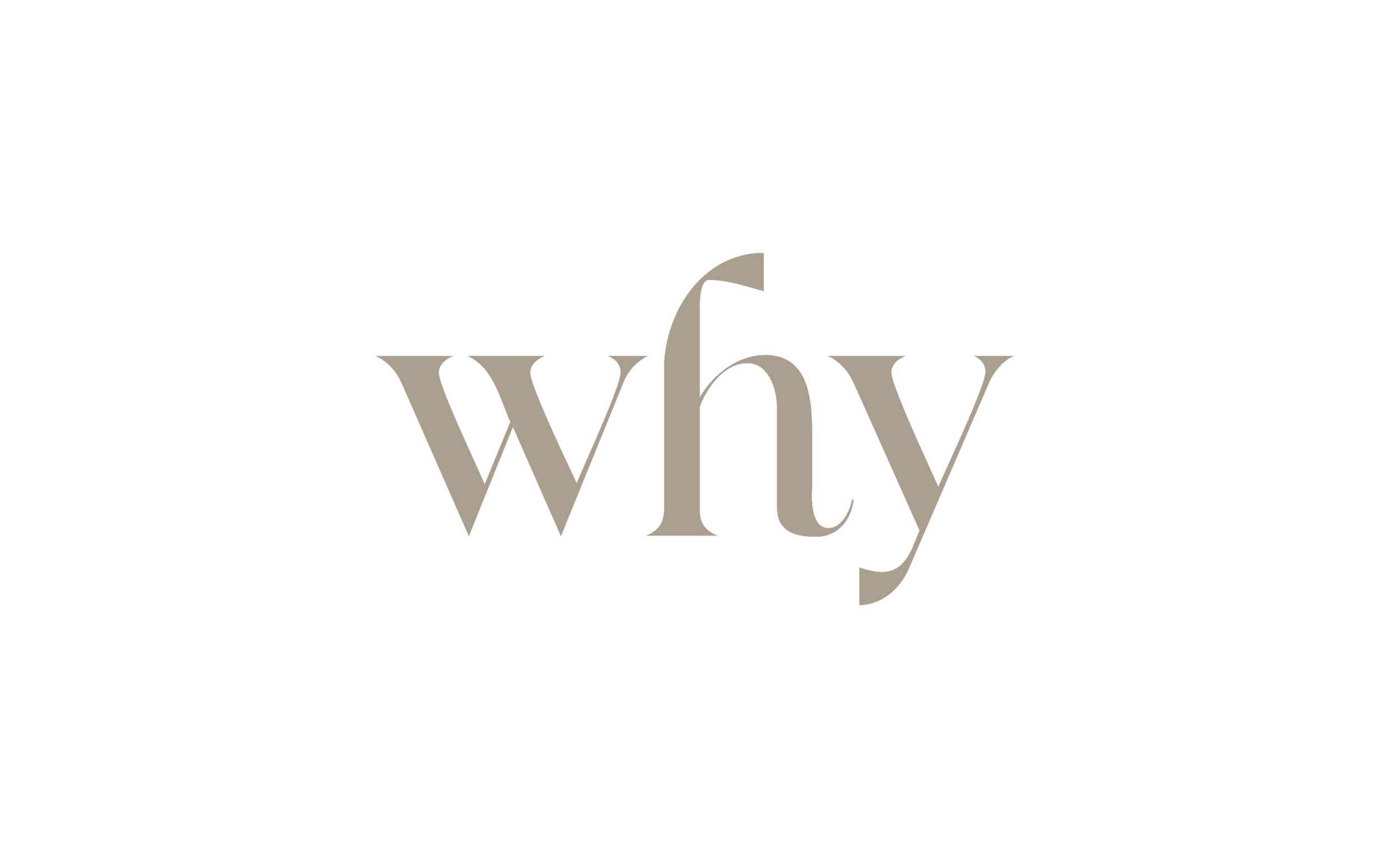 Black background with the word 'why' in gray lowercase letters in the center.