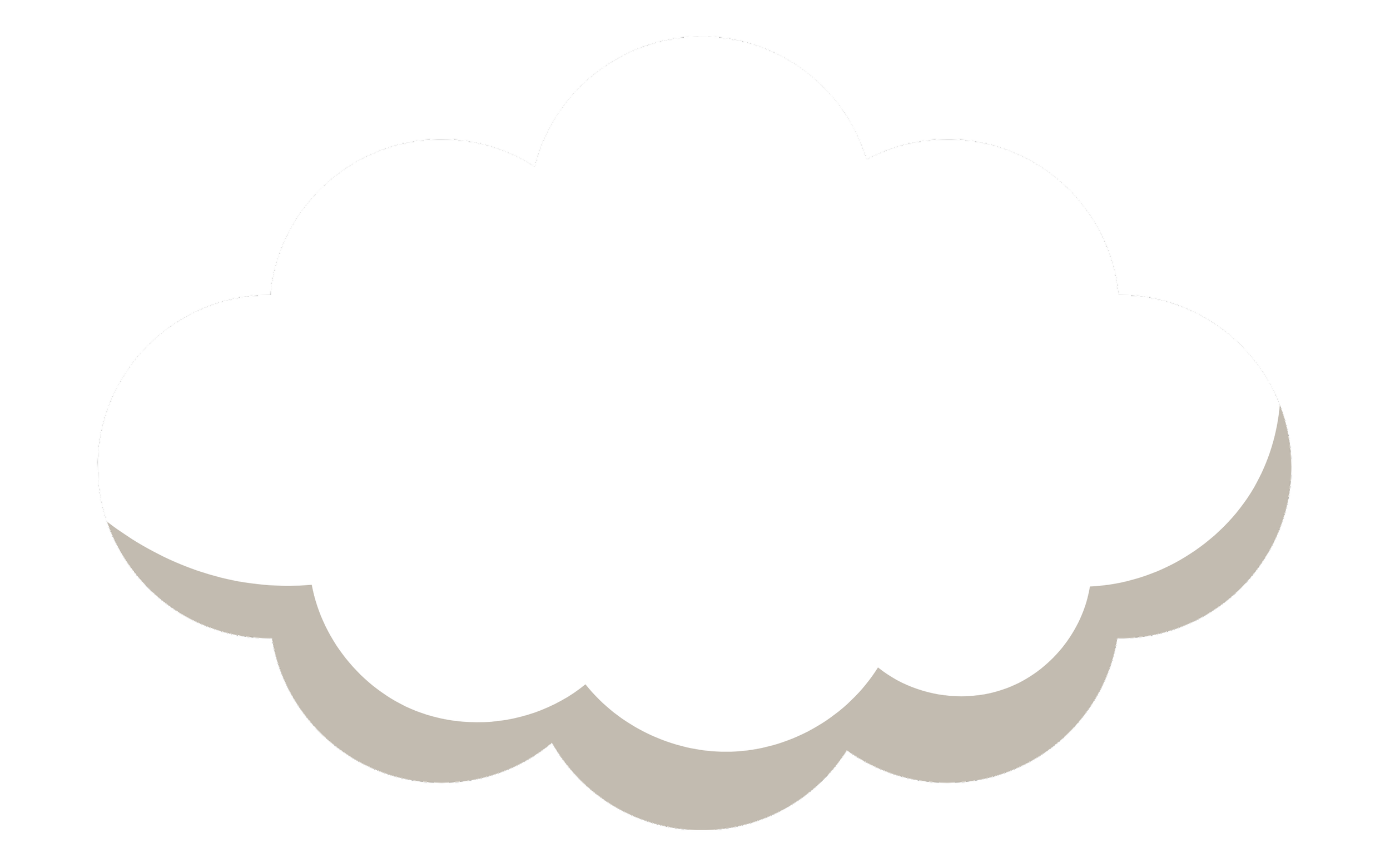 White cloud illustration with a black background.