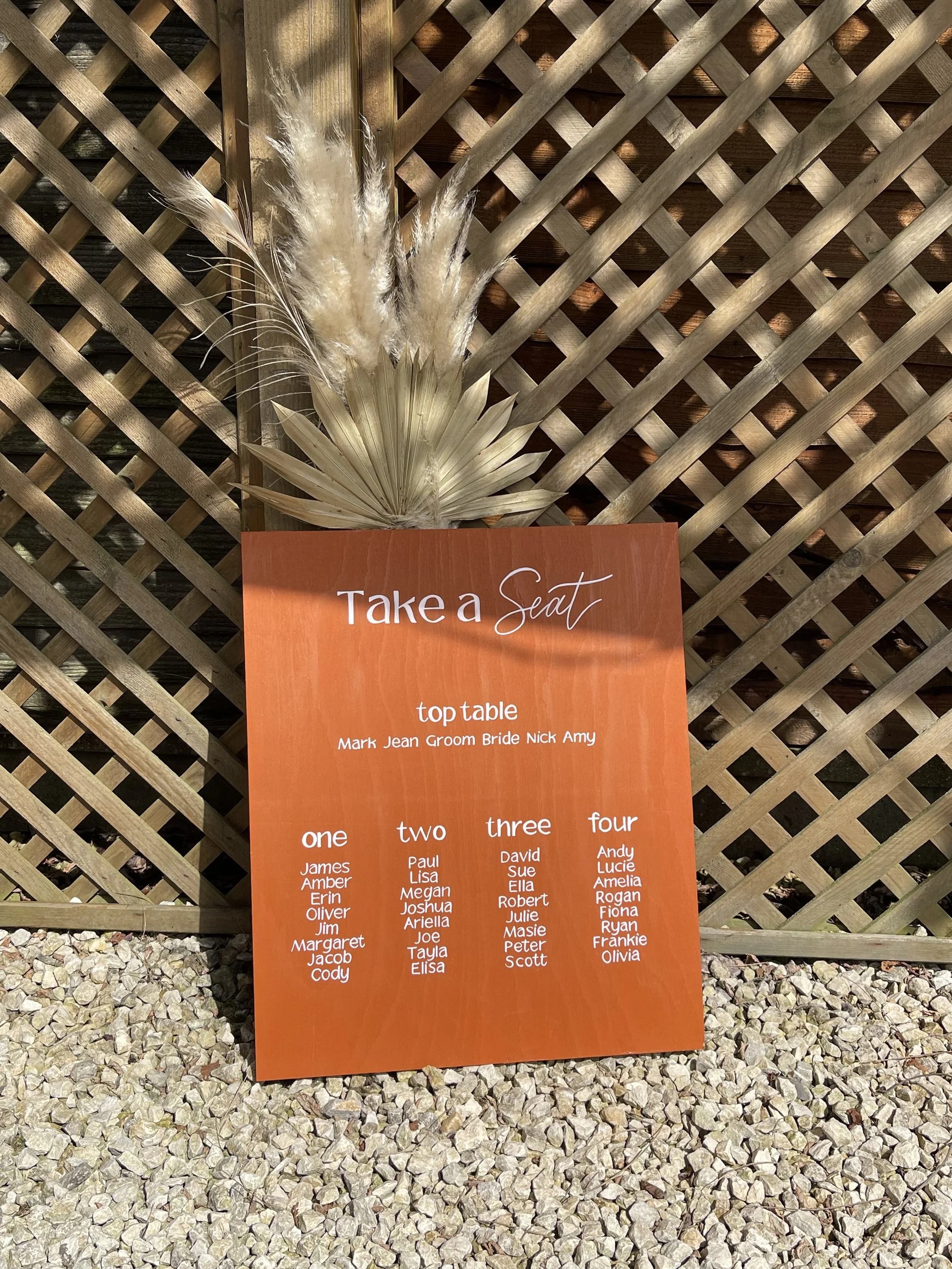 table plan wedding sign