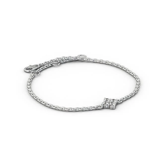 Cluster Style Delicate Diamond Bracelet 9K White Gold