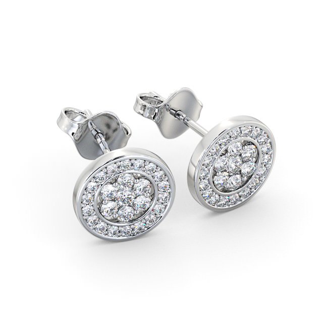 Cluster Round Diamond Earrings 9K White Gold
