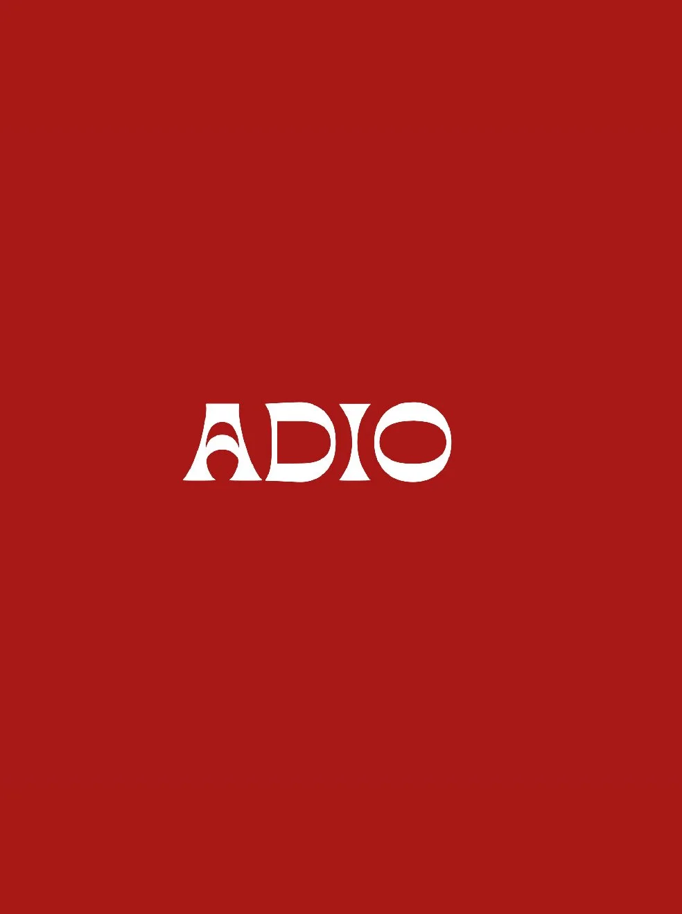 Logo blanc sur fond rouge avec le mot 'ADIO'