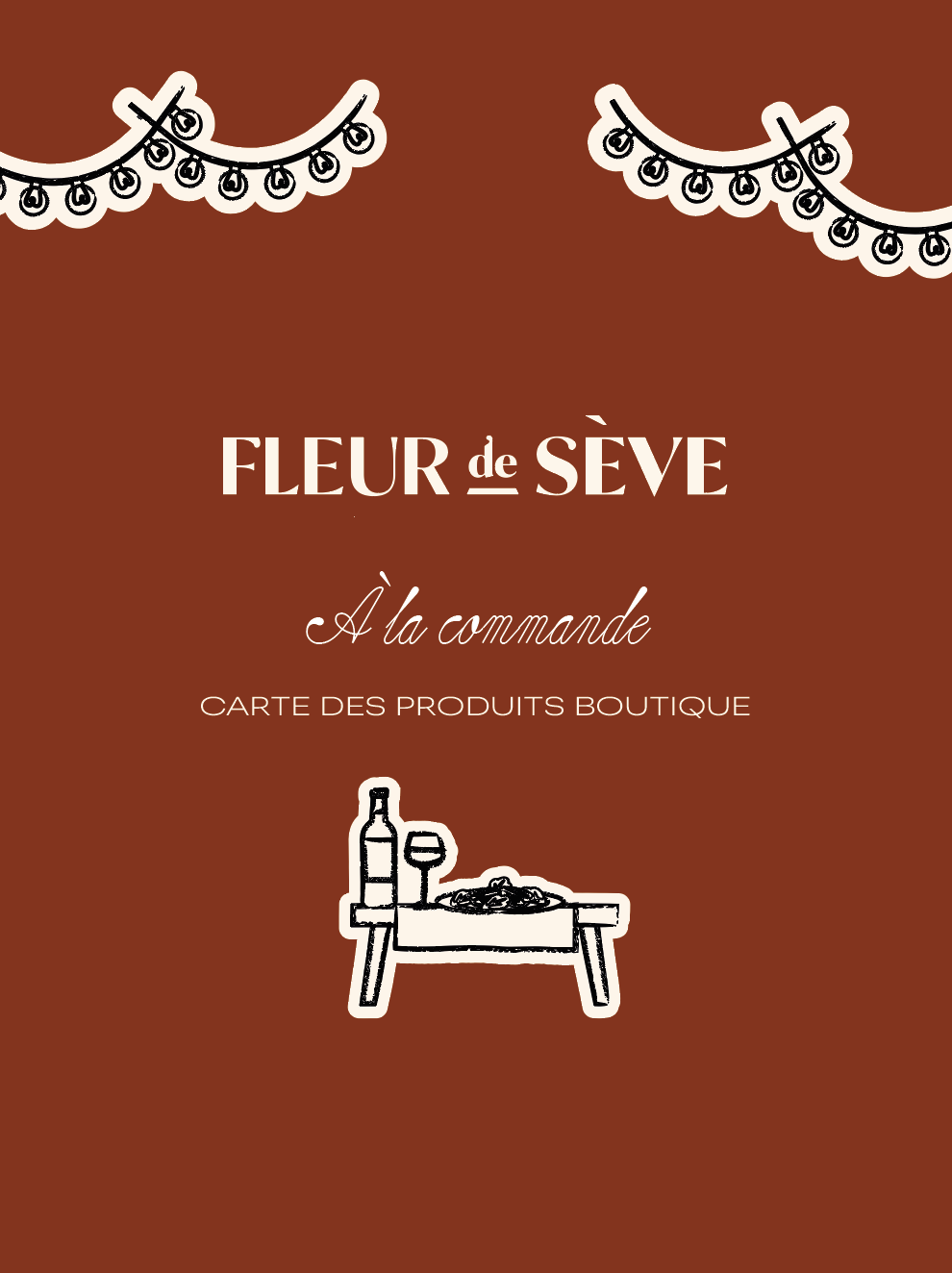 Carte des produits boutique à la commande