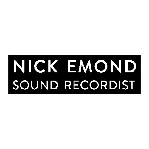Logo with text Nick Emond Sound Recordist on a black background.