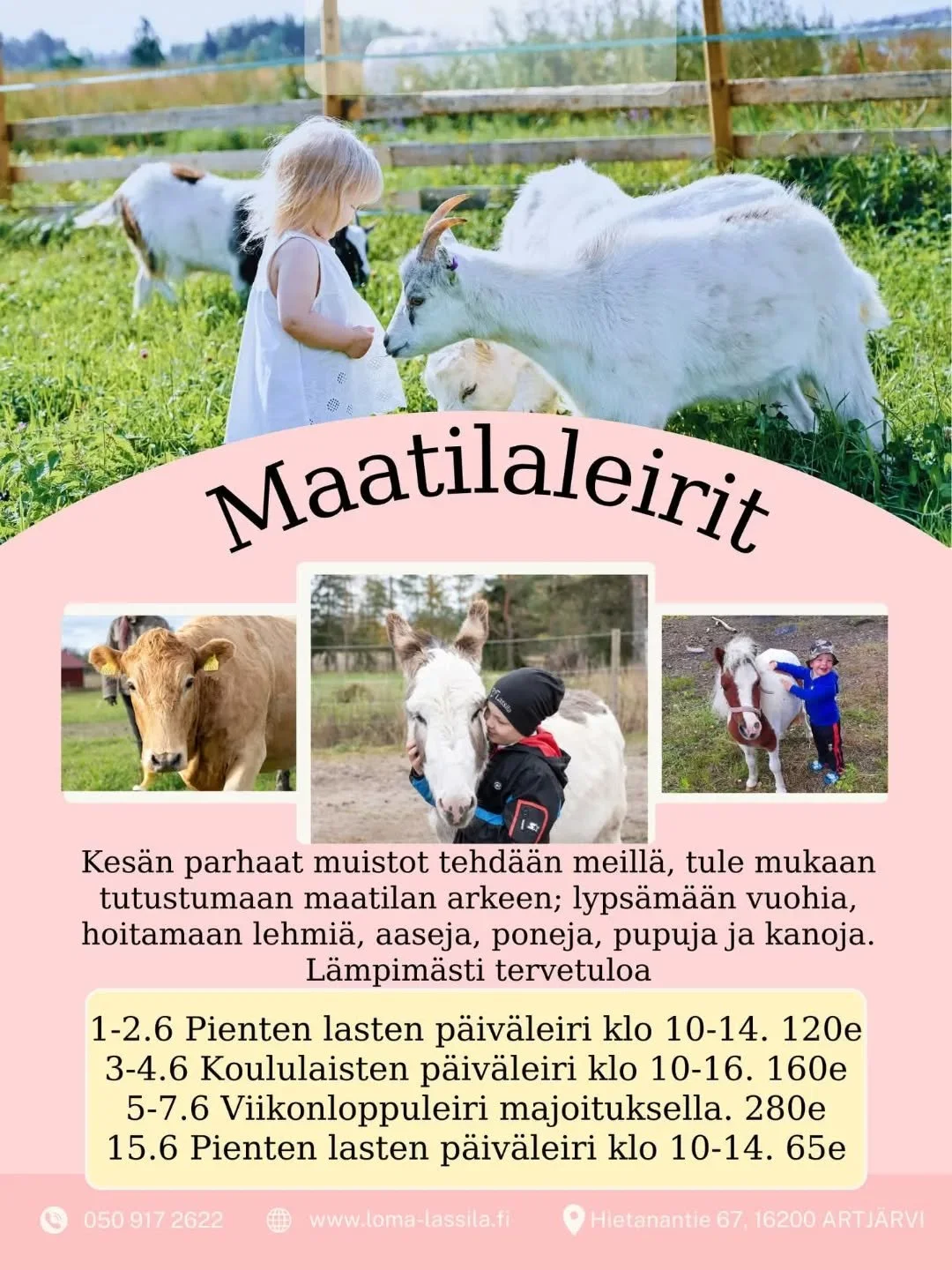 Varaukset lomakkeen kautta https://www.loma-lassila.fi/leirit/ 
#lassilanmaatila #pientilanel&auml;m&auml;&auml; #maatilaleiri #kes&auml;tulee